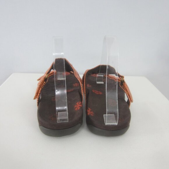 Orthoheel Womens 8 - 8.5 Orange Snakeskin Slip On Strappy Sandals Comfort Shoe - Picture 13 of 15